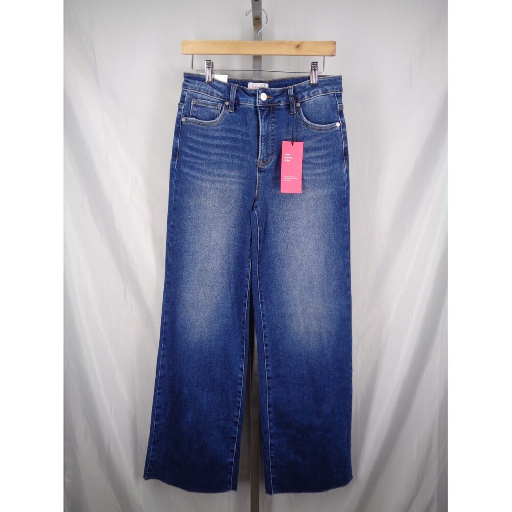 MoCo Boutique Wide Leg Jeans Size 9/29 Raw Frayed Hem Tummy Control New